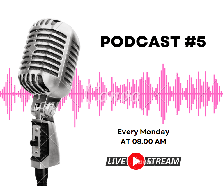 Een microfoon met de woorden podcast 5 erop, gebruikt voor een succesvolle social media campagne.